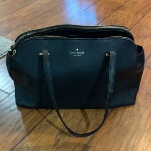 Kate Spade Elegant Black Duffel with Gold Zippers